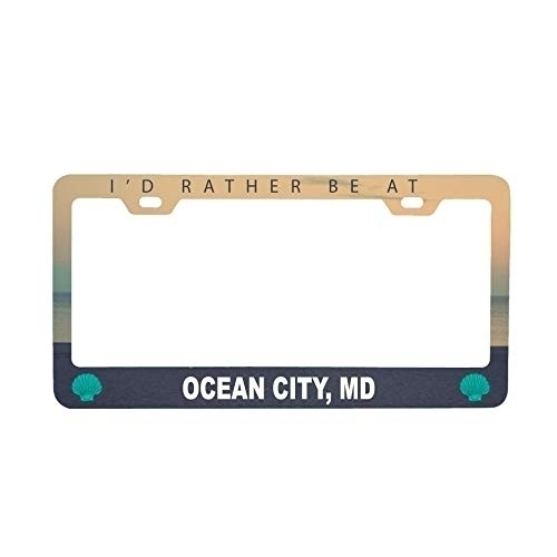 R And R Imports Ocean City Maryland Sea Shell Design Souvenir Metal License Plate Frame
