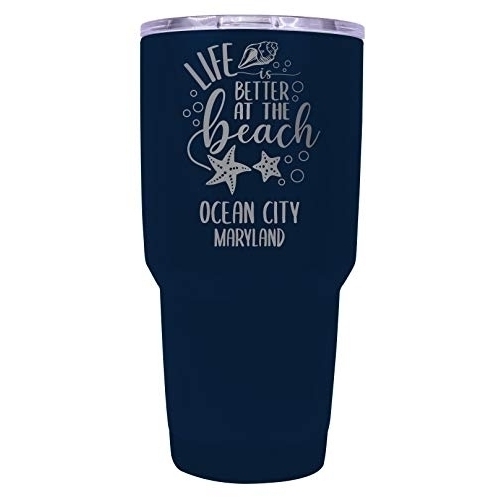 Ocean City Maryland Souvenir Laser Engraved 24 Oz Insulated Stainless Steel Tumbler Navy.