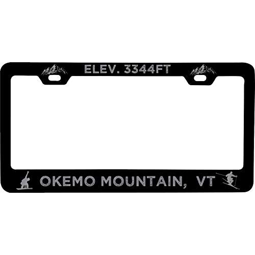 R And R Imports Okemo Mountain Vermont Etched Metal License Plate Frame Black