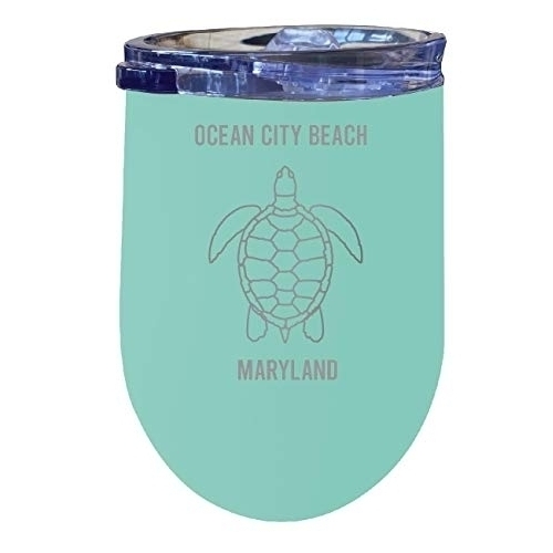 R And R Imports Ocean City Beach Maryland 12 Oz Seafoam Laser Etched Insulated Wine Stainless Steel