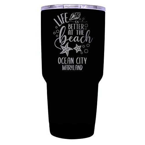 Ocean City Maryland Souvenir Laser Engraved 24 Oz Insulated Stainless Steel Tumbler Black.
