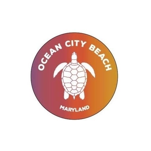 Ocean City Beach Maryland 4 Inch Round Decal Sticker Turtle Design