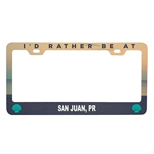 R And R Imports San Juan Puerto Rico Sea Shell Design Souvenir Metal License Plate Frame