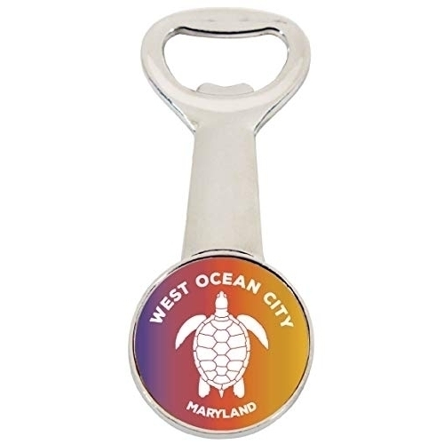 West Ocean City Maryland Rainbow Turtle Design Souvenir Magnetic Bottle Opener