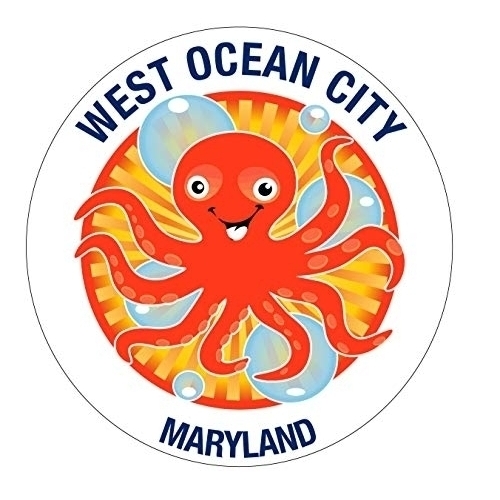 West Ocean City Maryland Souvenir 4 Inch Vinyl Decal Sticker Octopus Design