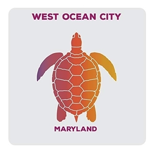 West Ocean City Maryland Souvenir Acrylic Coaster 4-Pack Turtle Design