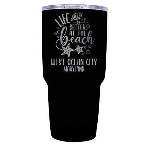 West Ocean City Maryland Souvenir Laser Engraved 24 Oz Insulated Stainless Steel Tumbler Black