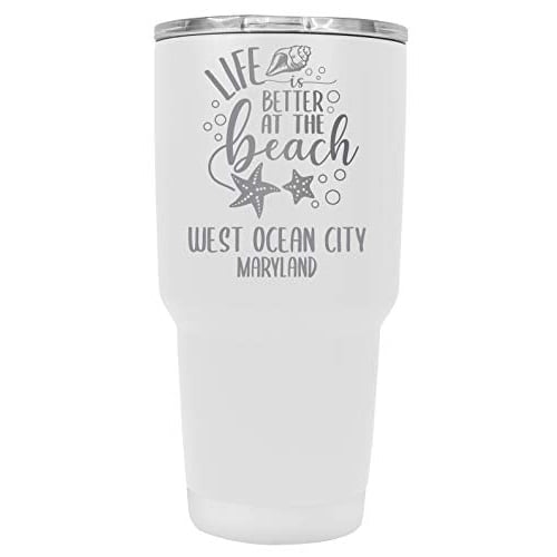 West Ocean City Maryland Souvenir Laser Engraved 24 Oz Insulated Stainless Steel Tumbler White