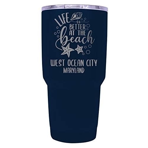 West Ocean City Maryland Souvenir Laser Engraved 24 Oz Insulated Stainless Steel Tumbler Navy