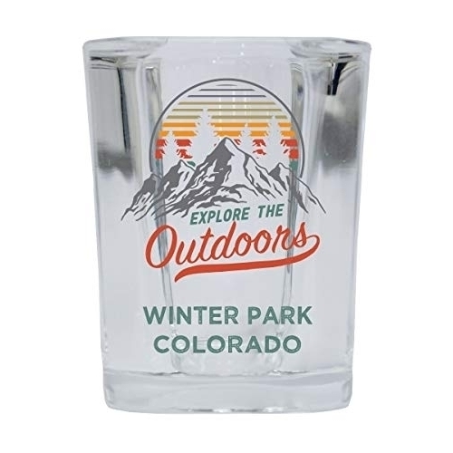 Winter Park Colorado Explore The Outdoors Souvenir 2 Ounce Square Base Liquor Shot Glass