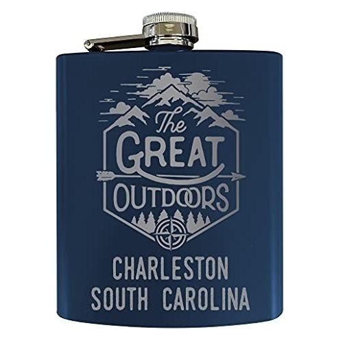 Charleston South Carolina Laser Engraved Explore The Outdoors Souvenir 7 Oz Stainless Steel 7 Oz Flask Navy