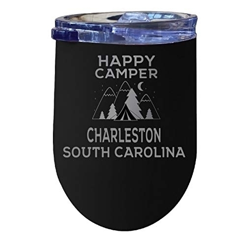 Charleston South Carolina Souvenir 12 Oz Black Laser Etched Insulated Wine Stainless Steel Tumbler