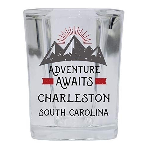 Charleston South Carolina Souvenir 2 Ounce Square Base Liquor Shot Glass Adventure Awaits Design