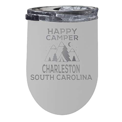 Charleston South Carolina Souvenir 12 Oz White Laser Etched Insulated Wine Stainless Steel Tumbler