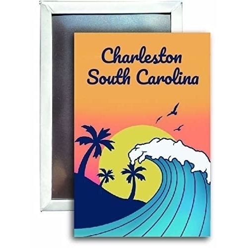 Charleston South Carolina Souvenir 2x3 Fridge Magnet Wave Design