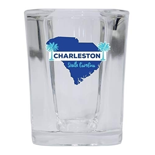 Charleston South Carolina State Shape Map Trendy Summer Souvenir Square Shot Glass