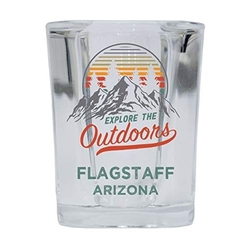 Flagstaff Arizona Explore The Outdoors Souvenir 2 Ounce Square Base Liquor Shot Glass