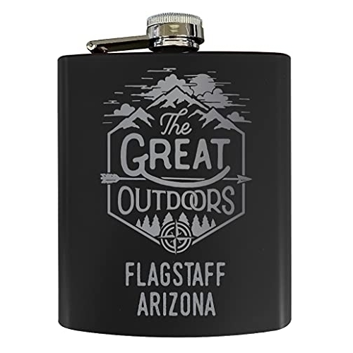 Flagstaff Arizona Laser Engraved Explore The Outdoors Souvenir 7 Oz Stainless Steel 7 Oz Flask Black