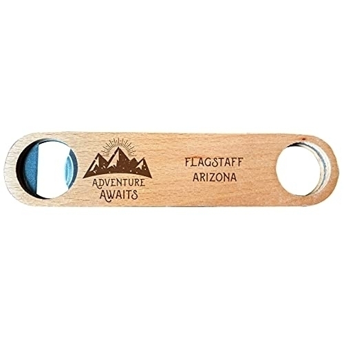 Flagstaff Arizona Laser Engraved Wooden Bottle Opener Adventure Awaits Design