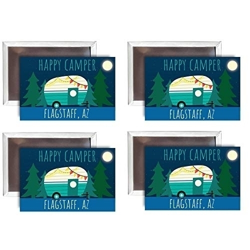 Flagstaff Arizona Souvenir 2x3-Inch Fridge Magnet Happy Camper Design 4-Pack