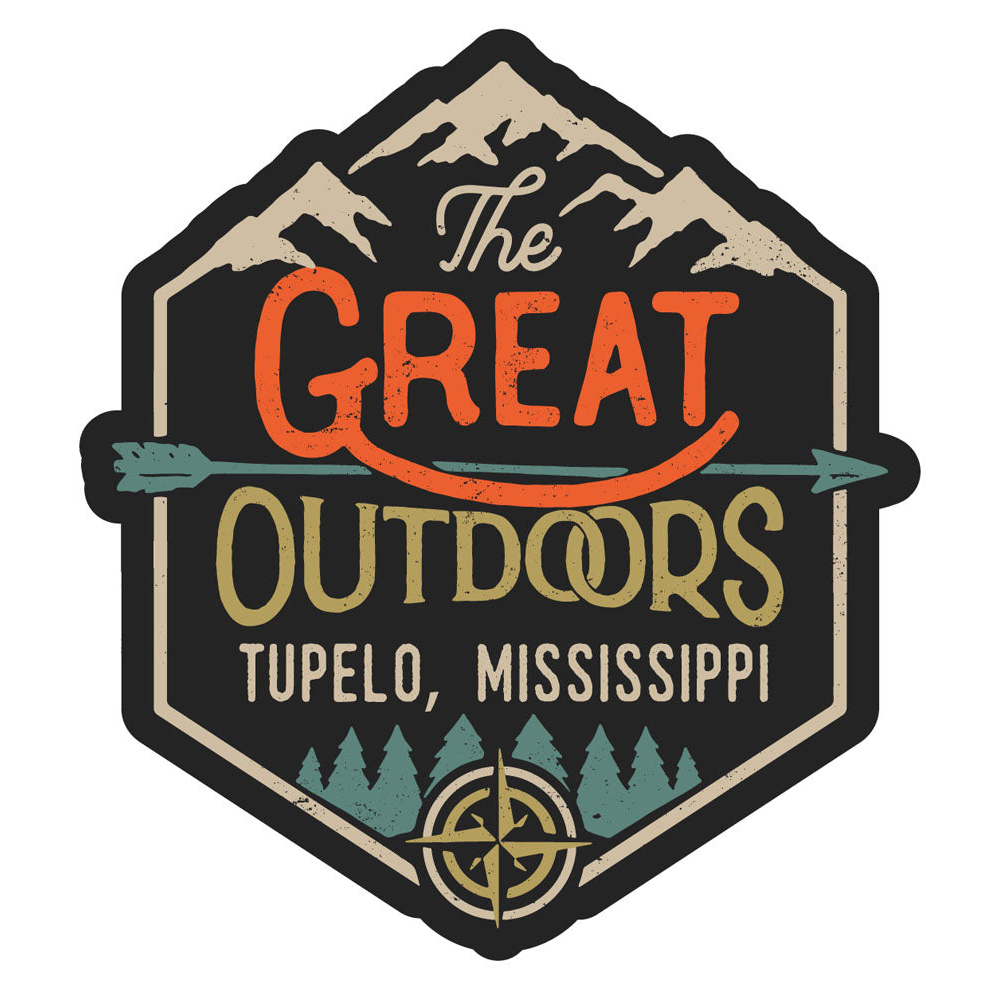 Tupelo Mississippi Souvenir Decorative Stickers (Choose Theme And Size) - Single Unit, 4-Inch, Great Outdoors