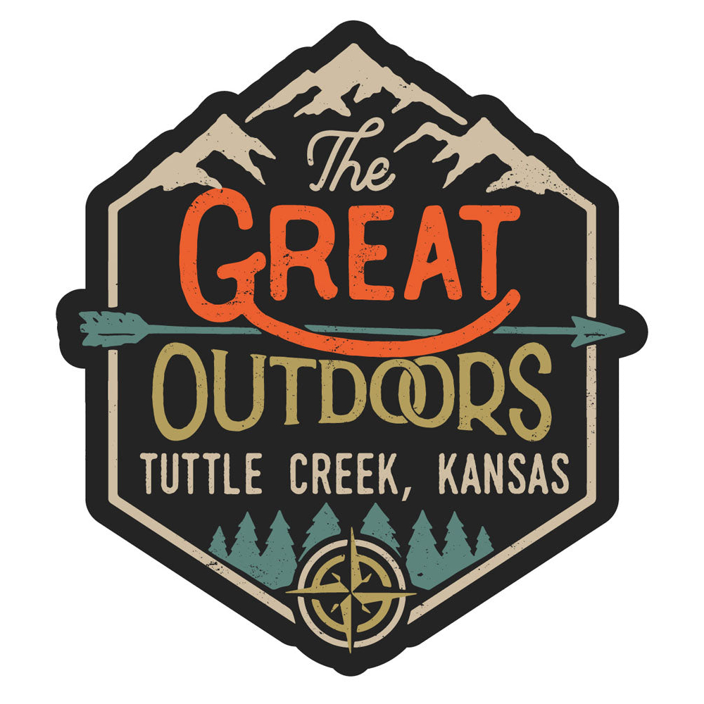 Tuttle Creek Kansas Souvenir Decorative Stickers (Choose Theme And Size) - Single Unit, 2-Inch, Great Outdoors