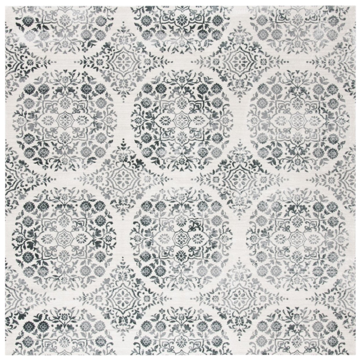 SAFAVIEH Isabella Collection ISA958H Charcoal / Ivory Rug - 6-7 X 6-7 Square
