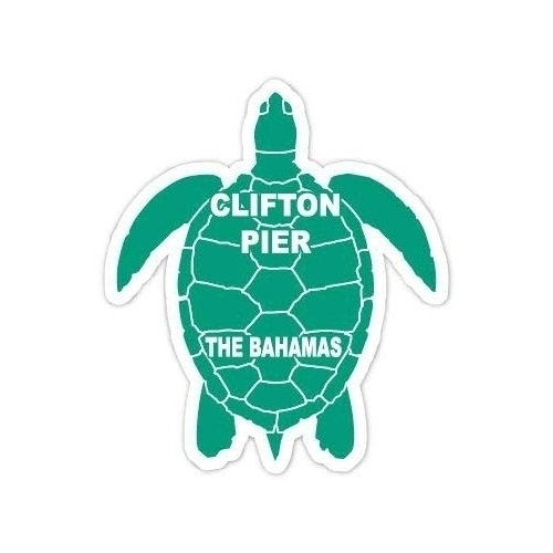 Clifton Pier The Bahamas 4 Inch Green Turtle Shape Decal Sticker