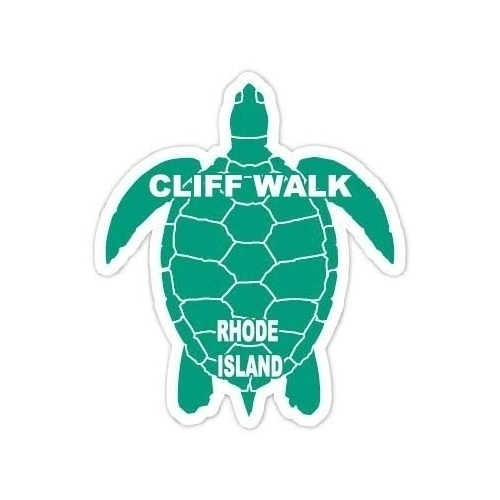 Cliff Walk Rhode Island Souvenir 4 Inch Green Turtle Shape Decal Sticker
