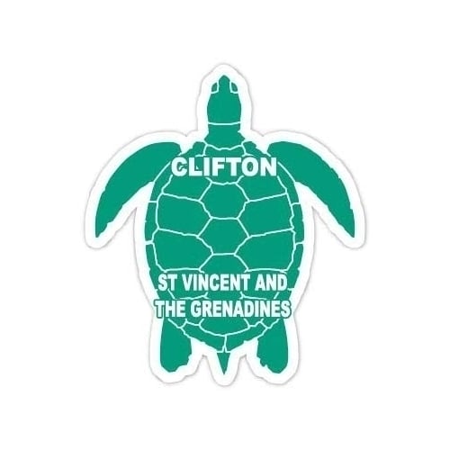 Clifton St Vincent And The Grenadines 4 Inch Green Turtle Shape Decal Sticker