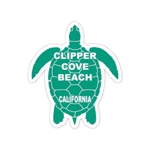 Clipper Cove Beach California Souvenir 4 Inch Green Turtle Shape Decal Sticker