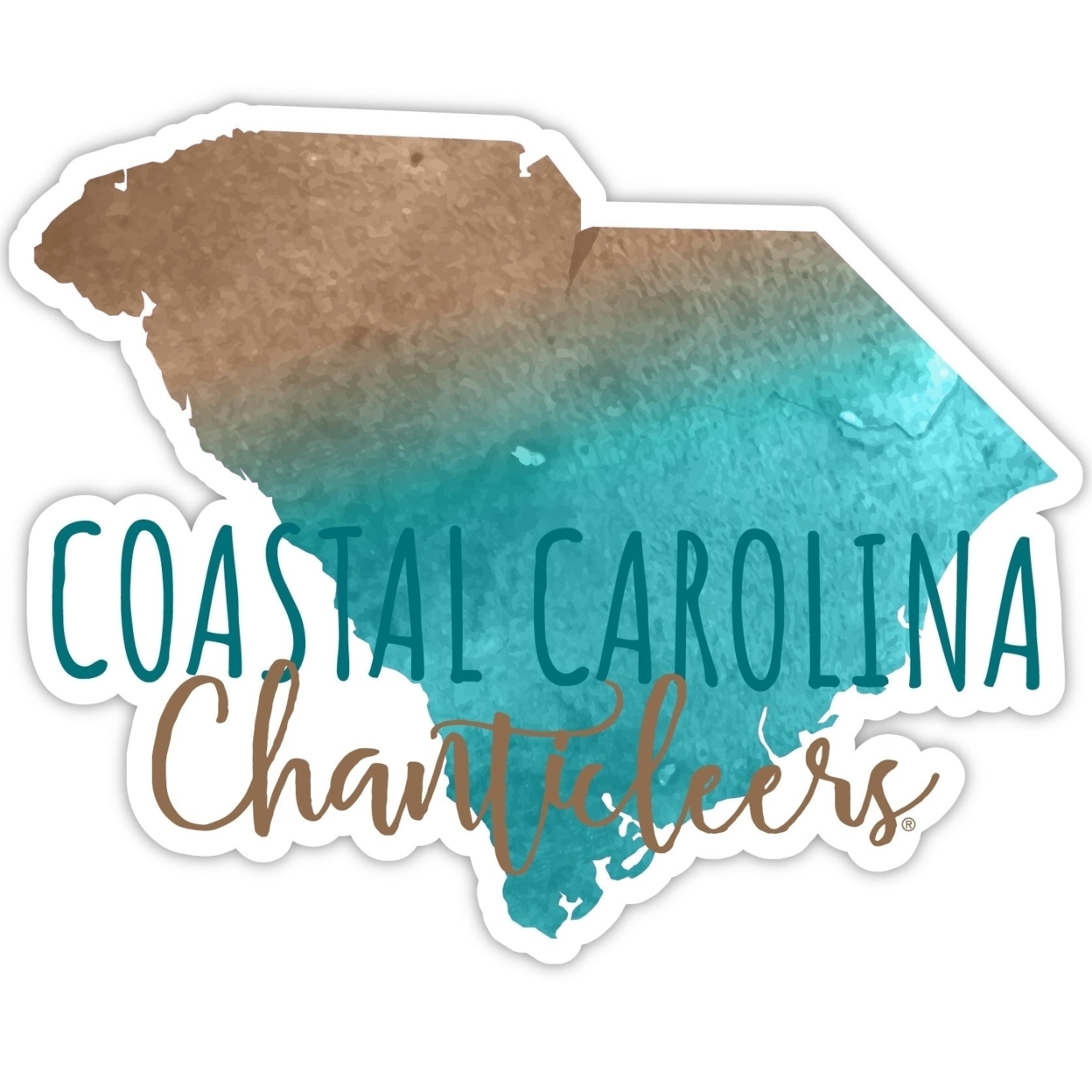 Coastal Carolina University Watercolor State Die Cut Decal 2-Inch