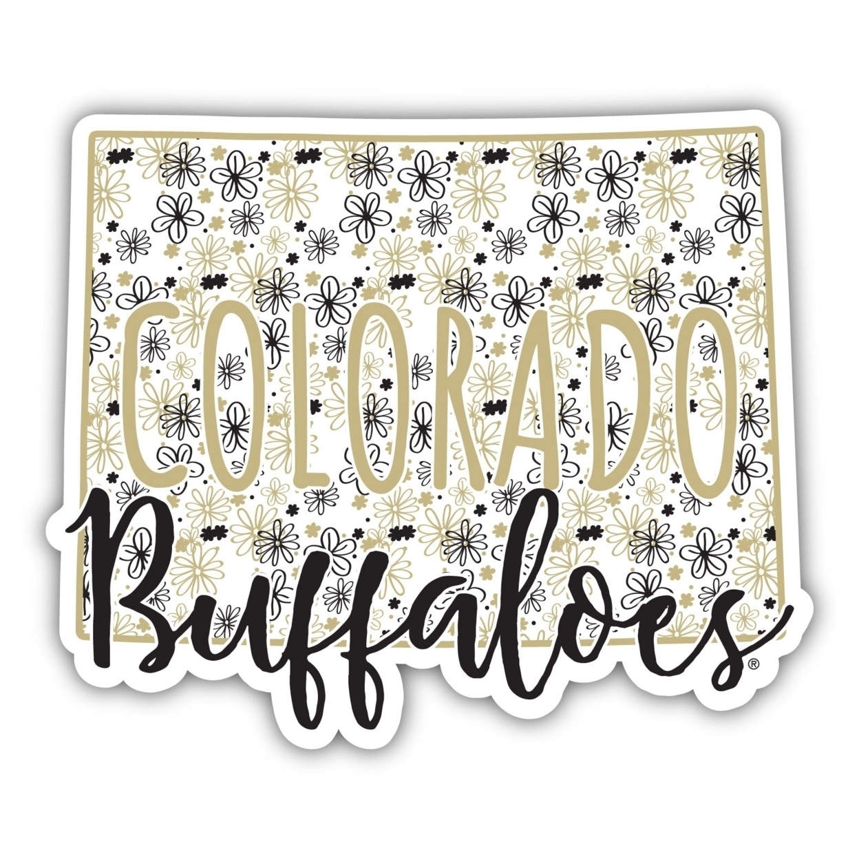 Colorado Buffaloes Floral State Die Cut Decal 4-Inch