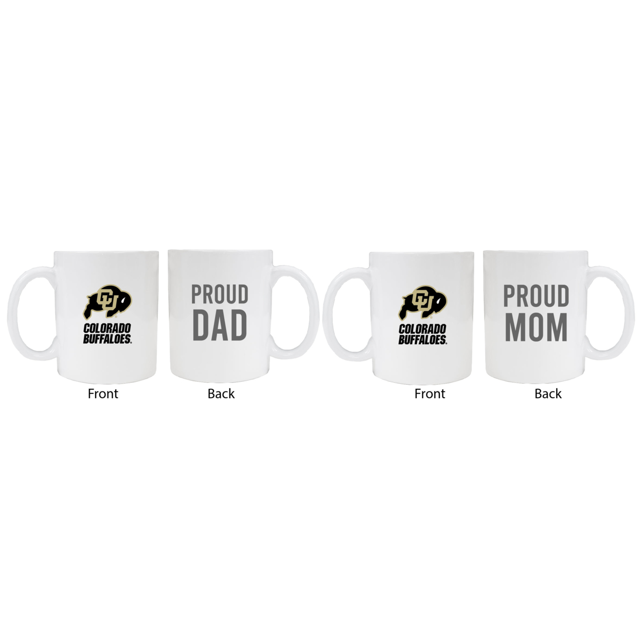 Colorado Buffaloes Proud Mom And Dad White Ceramic Coffee Mug 2 Pack (White).