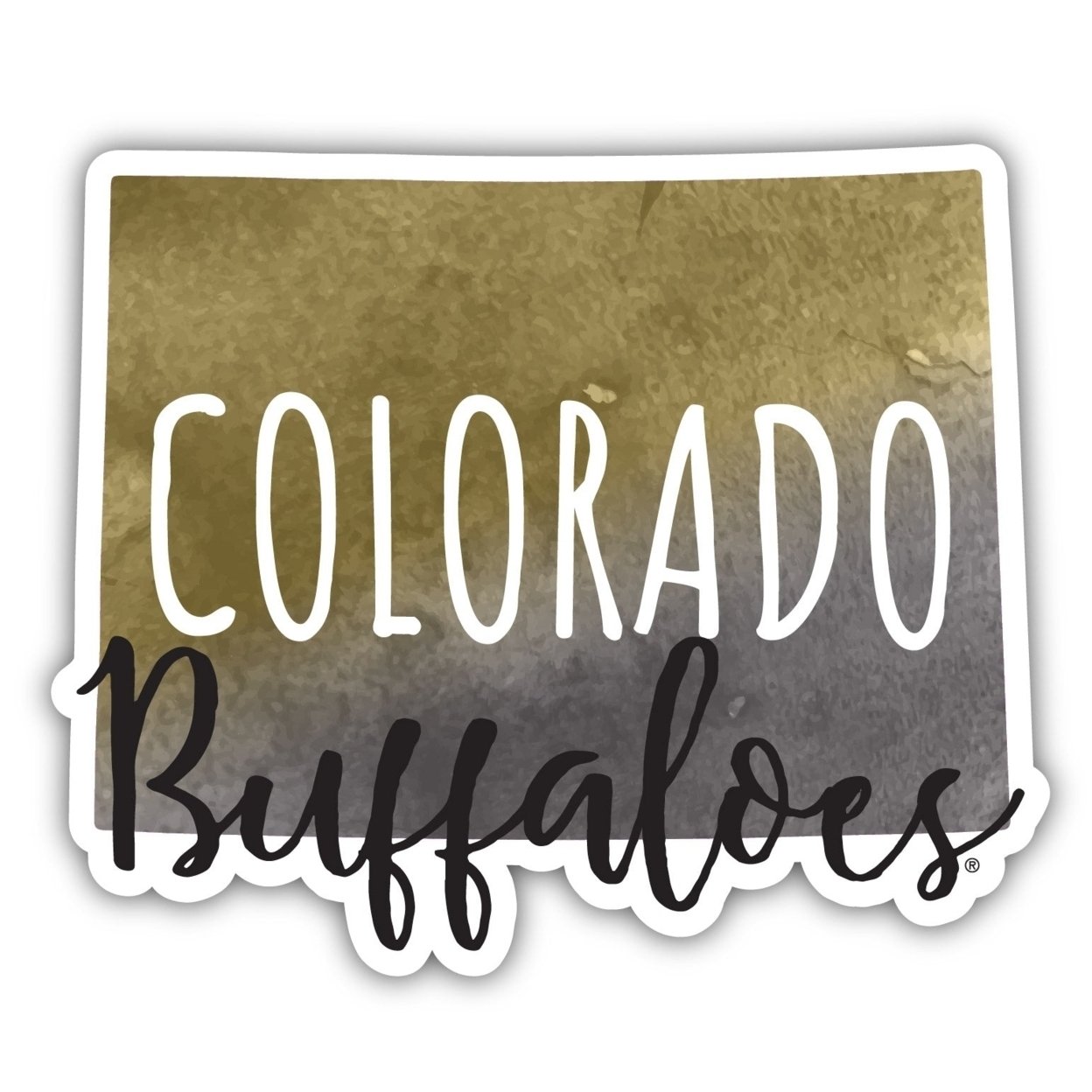 Colorado Buffaloes Watercolor State Die Cut Decal 2-Inch