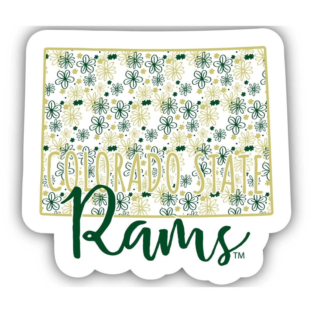 Colorado State Rams Floral State Die Cut Decal 4-Inch