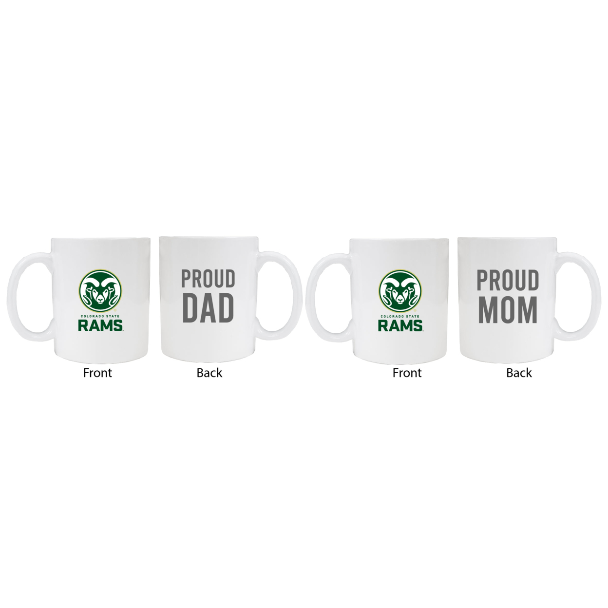 Colorado State Rams Proud Mom And Dad White Ceramic Coffee Mug 2 Pack (White).