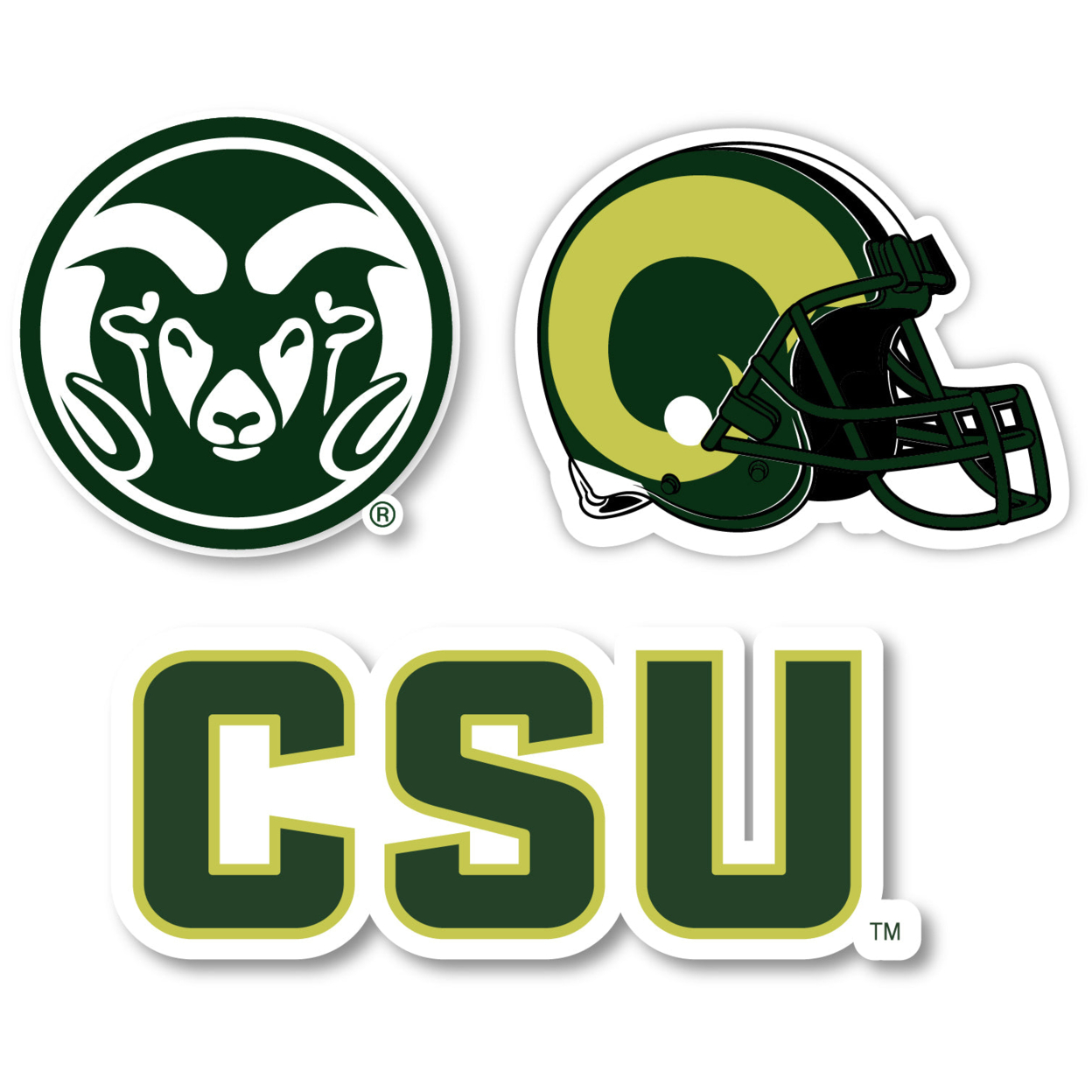 Colorado State Rams Vinyl Decal Sticker 3 Pack 4-Inch Each