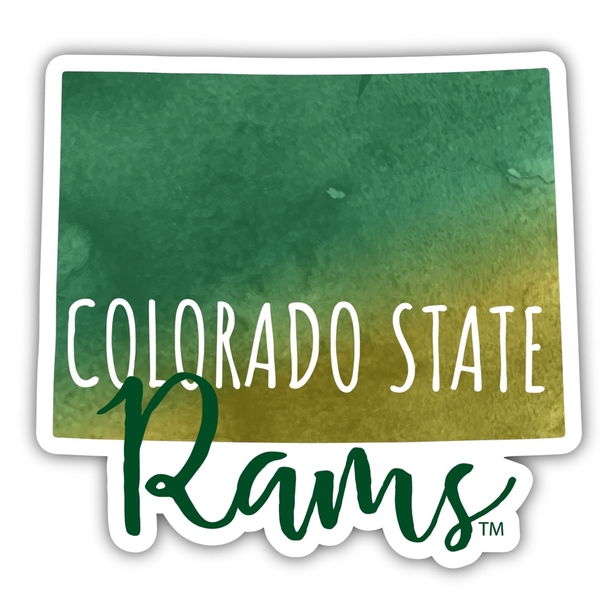 Colorado State Rams Watercolor State Die Cut Decal 2-Inch