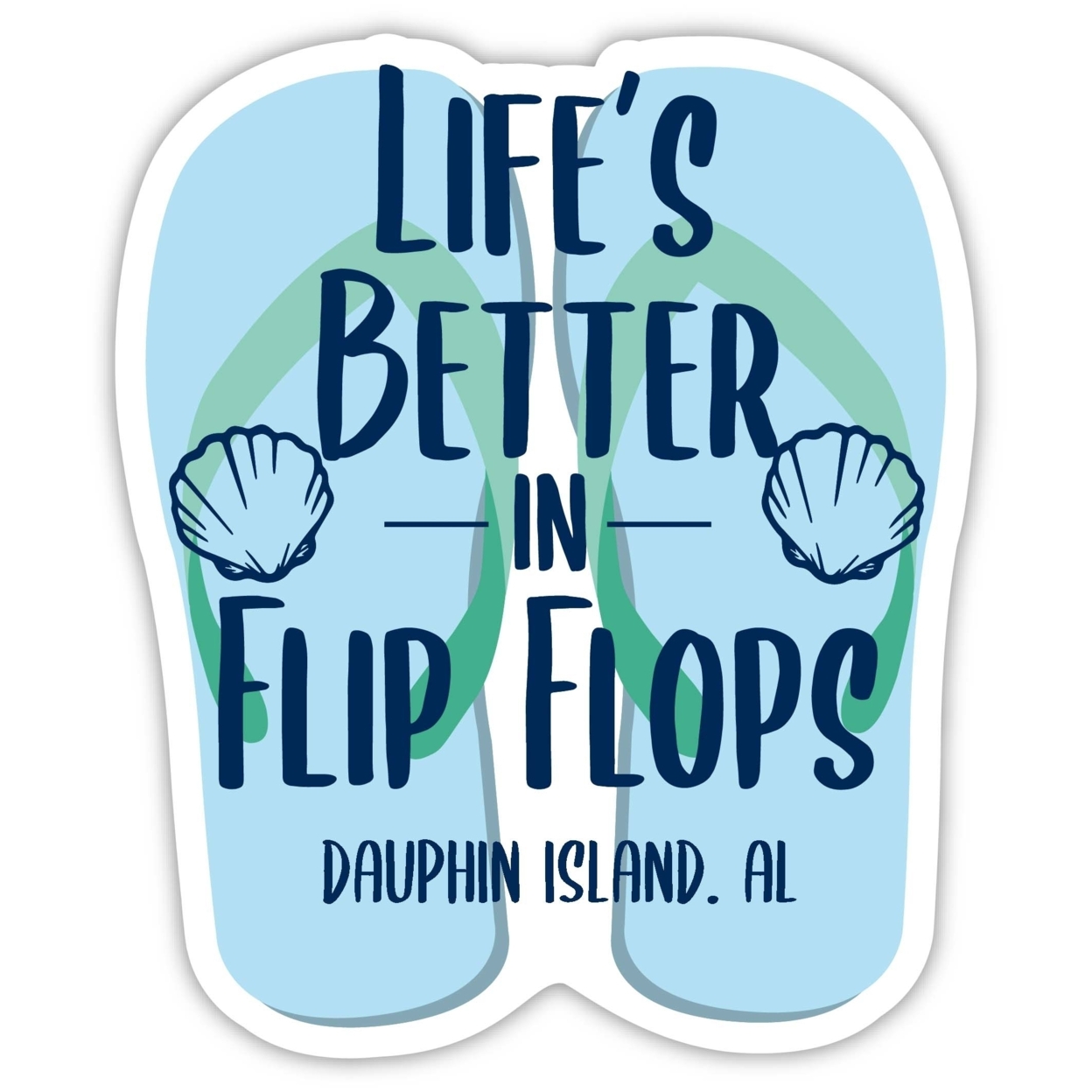 Dauphin Island Alabama Souvenir 4 Inch Vinyl Decal Sticker Flip Flop Design