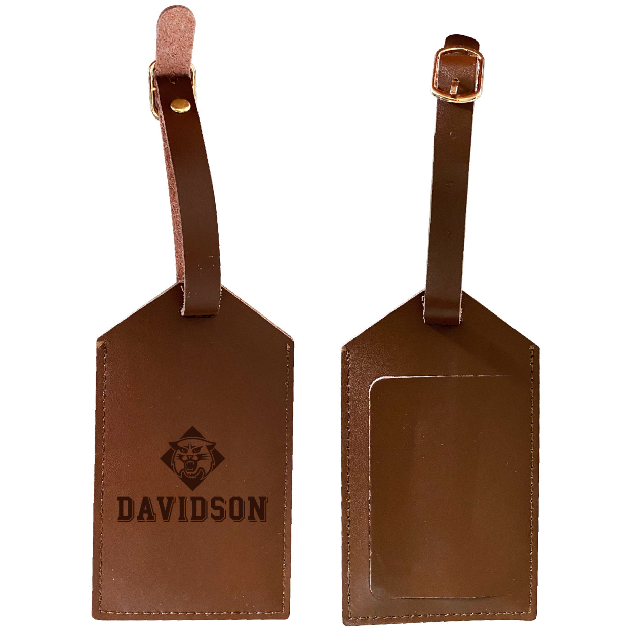Davidson College Leather Luggage Tag Engraved