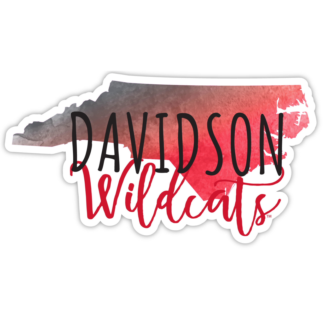 Davidson College Watercolor State Die Cut Decal 4-Inch