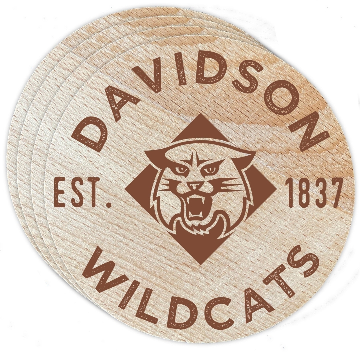 Davidson College Wood Coaster Engraved 4 Pack