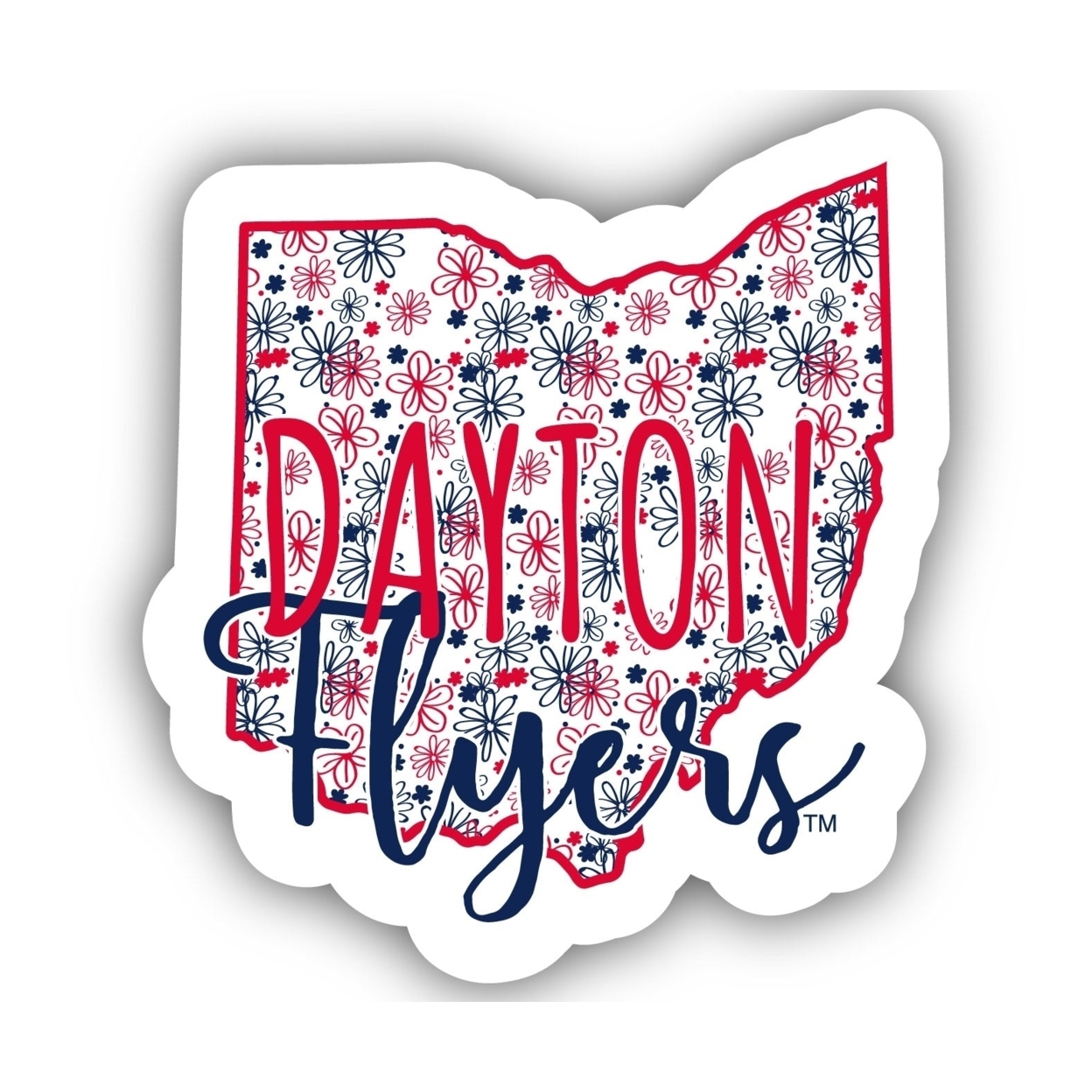 Dayton Flyers Floral State Die Cut Decal 4-Inch