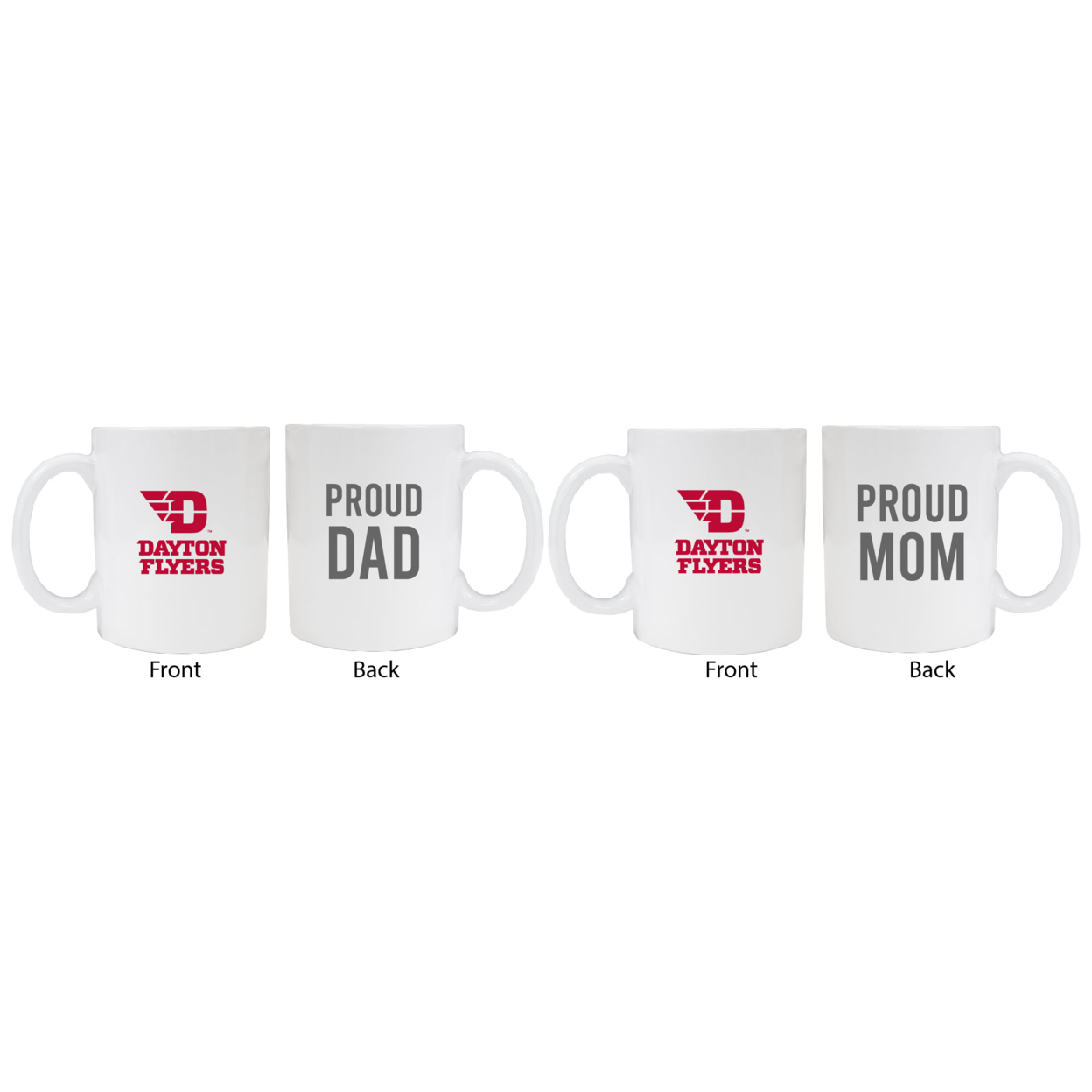 Dayton Flyers Proud Mom And Dad White Ceramic Coffee Mug 2 Pack (White).