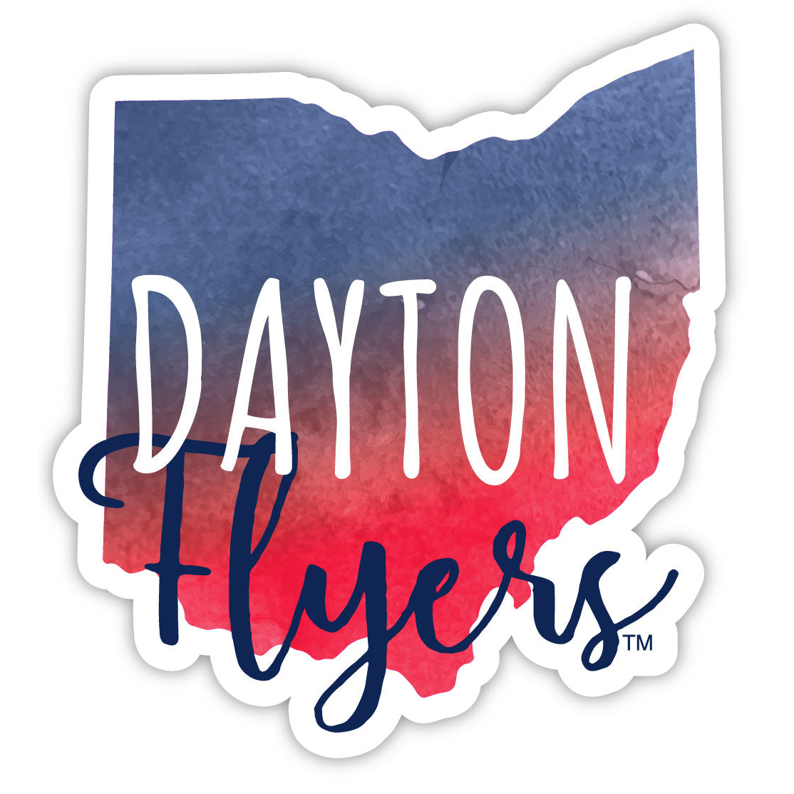 Dayton Flyers Watercolor State Die Cut Decal 2-Inch
