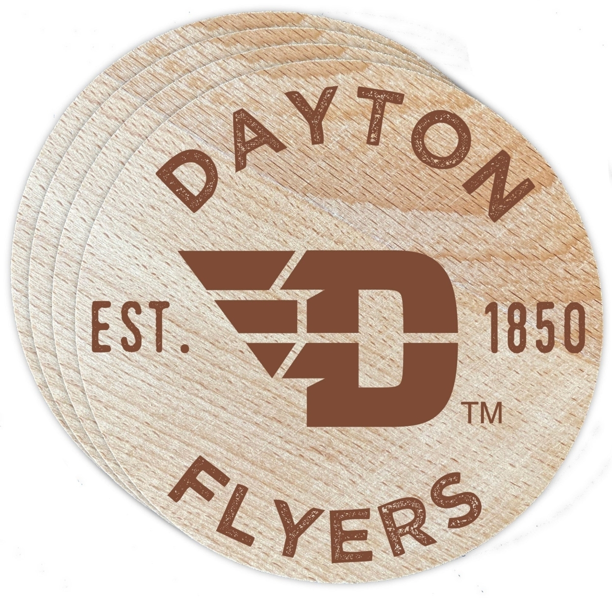 Dayton Flyers Wood Coaster Engraved 4 Pack