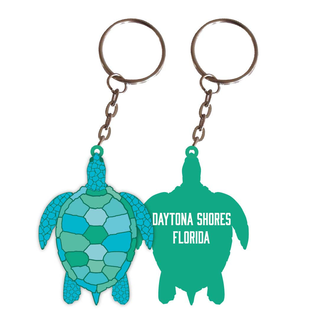 Daytona Shores Florida Turtle Metal Keychain