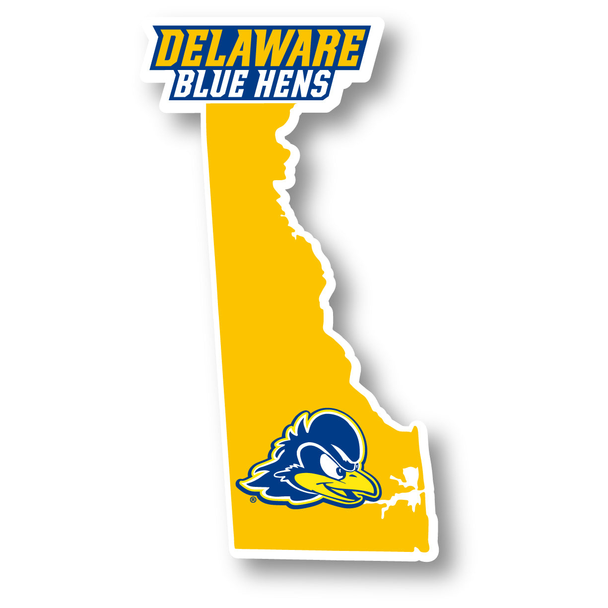 Delaware Blue Hens 4 Inch State Shape Vinyl Decal Sticker