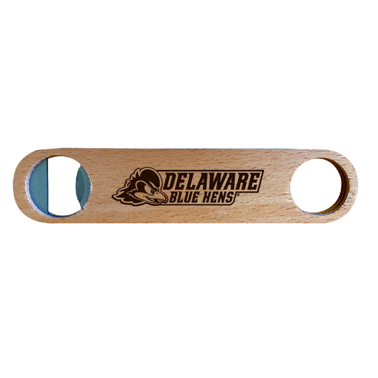 Delaware Blue Hens Laser Etched Wooden Bottle Opener College Logo Design